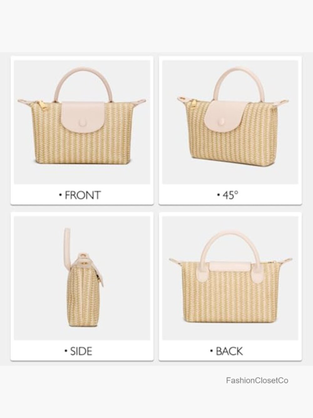 Mini Straw Crossbody Bag with Top Handle and Adjustable Strap - Picture 6 of 7